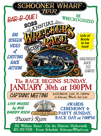 the Schooner Wharf Wrecker's Race 2022 Flyer