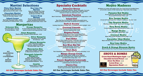 2023 Schooner Wharf Drink Menu Page 2