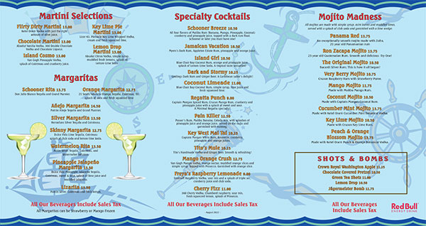 2023 Schooner Wharf Drink Menu Page 2